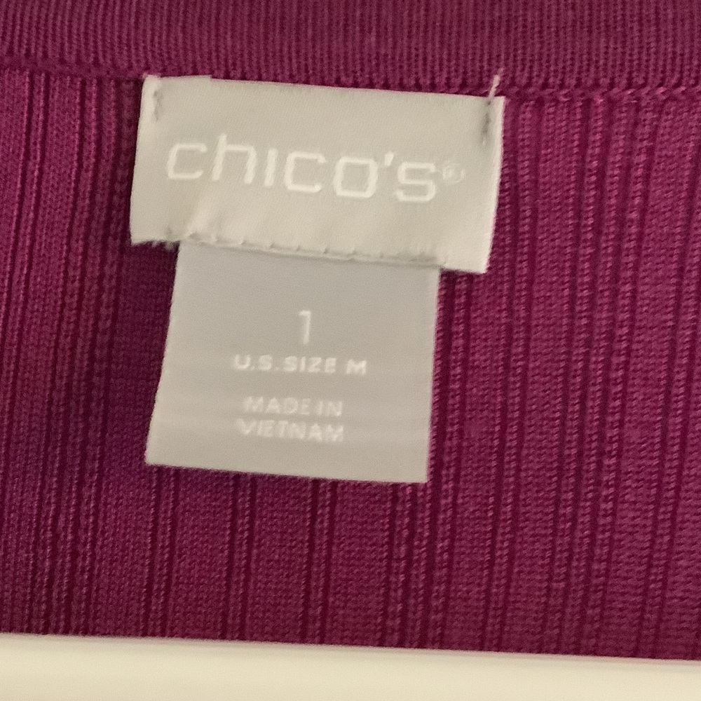 Chico's Ribbed Cardigan Sweater - Fuchsia - Picture 2 of 8